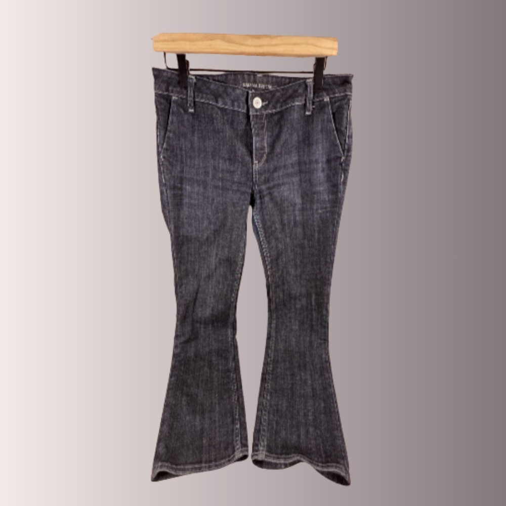 VTG Banana Republic Women Jean Blue Straight Mid-Rise Stretch Dark Wash Size 08